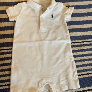 Ralph Lauren White Baby Polo Romper